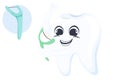 World Dentist Day, Dentist. Funny dental illustrations, dental care concept. Flossing use